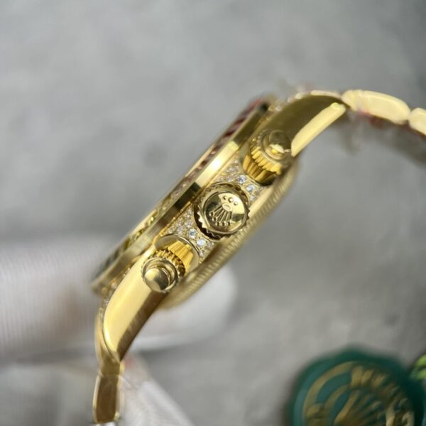 Swiss 1:1 Rolex Replica 1:1 Watch Daytona Rainbow Yellow Gold Plated With Stone 40mm - Top Watch - Image 6