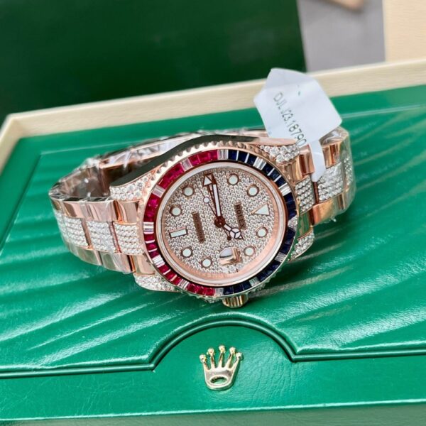Swiss 1:1 Rolex Replica 11 Watch GMT Master II Gold Wrapped Moissanite Diamond Sapphire 40mm - Top Watch - Image 2