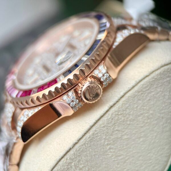 Swiss 1:1 Rolex Replica 11 Watch GMT Master II Gold Wrapped Moissanite Diamond Sapphire 40mm - Top Watch - Image 7