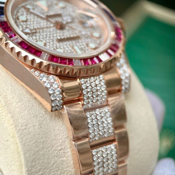 Swiss 1:1 Rolex Replica 11 Watch GMT Master II Gold Wrapped Moissanite Diamond Sapphire 40mm - Top Watch - Image 8