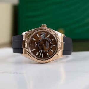 Best Fake Rolex Replica 1:1 Watch Sky Dweller Chocolate Dial Rubber Strap 42mm - Top Watch