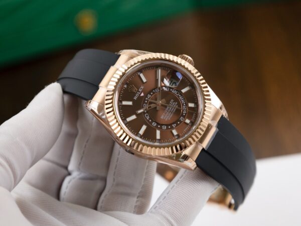 Best Fake Rolex Replica 1:1 Watch Sky Dweller Chocolate Dial Rubber Strap 42mm - Top Watch - Image 3