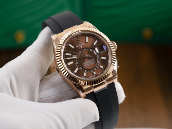 Best Fake Rolex Replica 1:1 Watch Sky Dweller Chocolate Dial Rubber Strap 42mm - Top Watch - Image 4