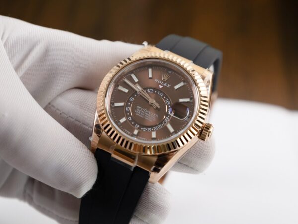 Best Fake Rolex Replica 1:1 Watch Sky Dweller Chocolate Dial Rubber Strap 42mm - Top Watch - Image 5