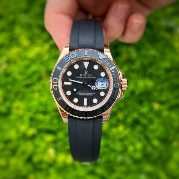 Best Fake Rolex Replica 1:1 Watch Yacht-Master Rose Gold Plated Rubber Strap 40mm - Top Watch