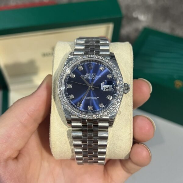 Replica Rolex Replica Watch DateJust Blue Dial With Stone Bezel Factory EW 41mm - Top Watch