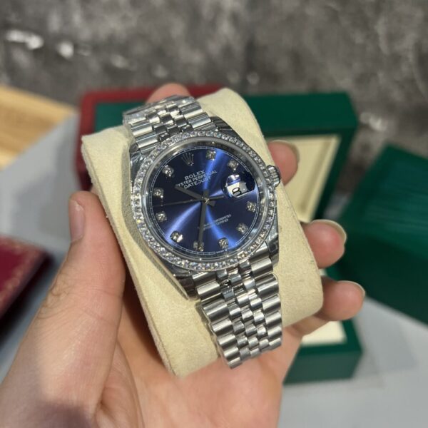 Replica Rolex Replica Watch DateJust Blue Dial With Stone Bezel Factory EW 41mm - Top Watch - Image 2