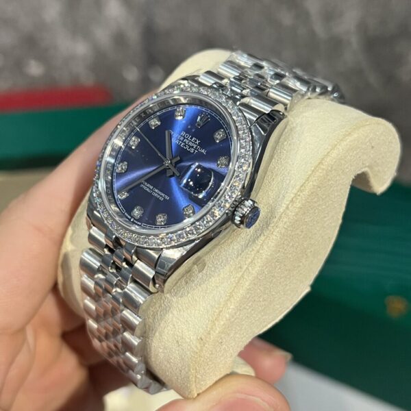 Replica Rolex Replica Watch DateJust Blue Dial With Stone Bezel Factory EW 41mm - Top Watch - Image 3