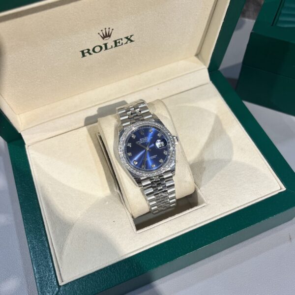 Replica Rolex Replica Watch DateJust Blue Dial With Stone Bezel Factory EW 41mm - Top Watch - Image 5