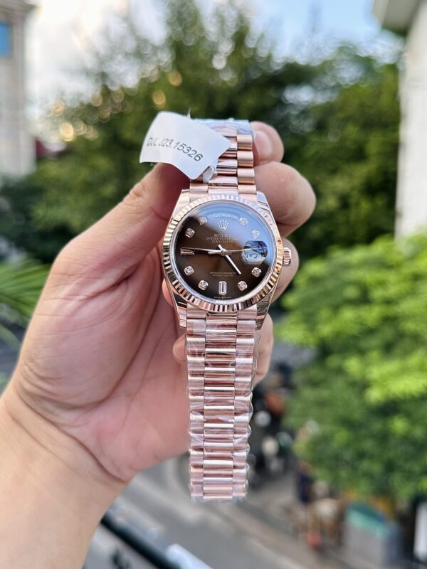 Best Fake Rolex Replica Watch Day-Date 18K Rose Gold Wrapped Chocolate Dial 36mm - Top Watch - Image 2