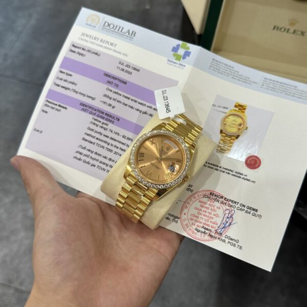 Swiss 1:1 Rolex Replica Watch Day-Date 228238 Gold Wrapped Moissanite GM V2 152gram 40mm - Top Watch