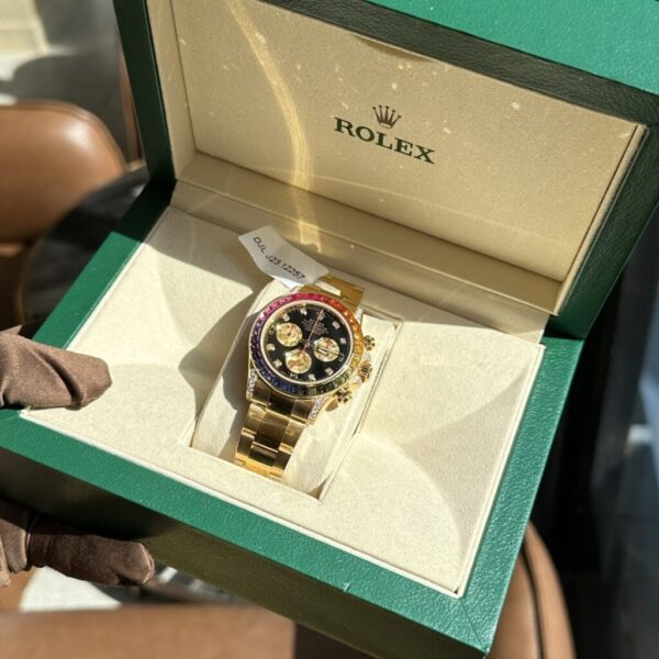 Swiss 1:1 Rolex Replica Watch Daytona Rainbow Yellow Gold Wrapped Moissanite Diamonds TWF 40mm - Top Watch - Image 7