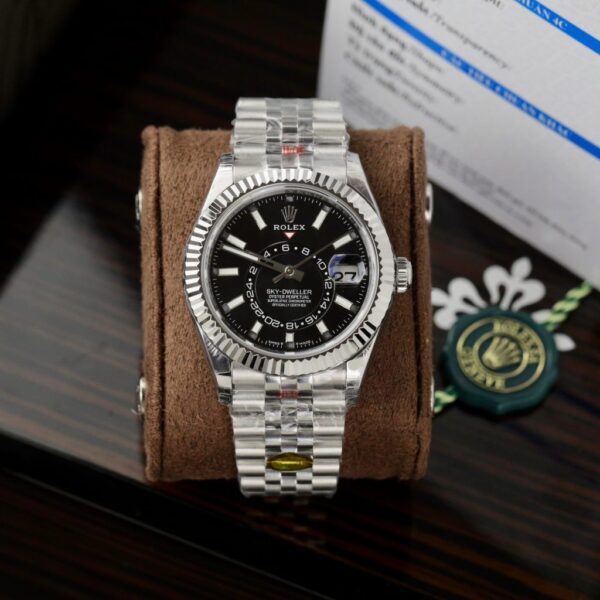 Best Fake Rolex Sky-Dweller Rep 11 Watch Black Dial Jubilee Strap Highest Quality 42mm - Top Watch