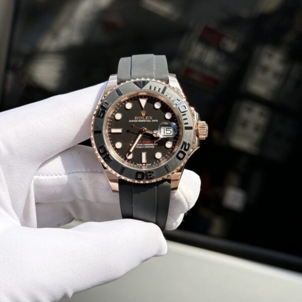 Replica Rolex Yacht-Master Replica 11 Watch Gold Wrapped Black Dial 40mm - Top Watch - Image 2