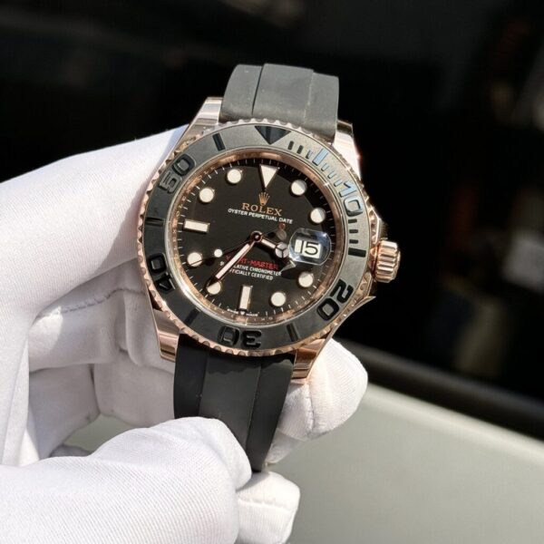 Replica Rolex Yacht-Master Replica 11 Watch Gold Wrapped Black Dial 40mm - Top Watch - Image 3