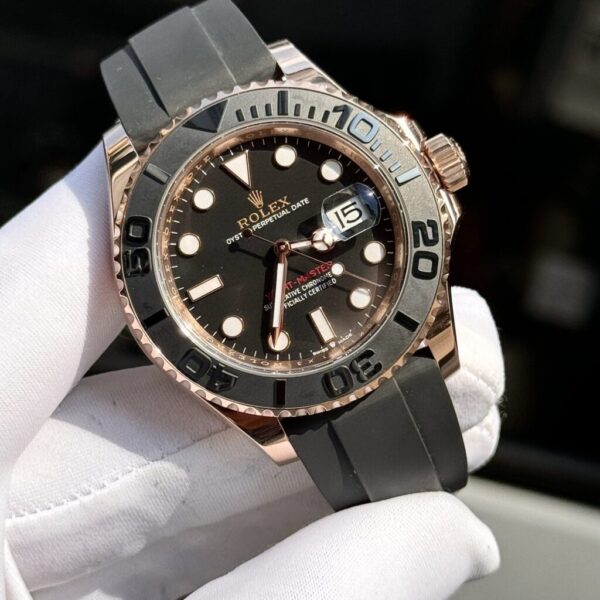 Replica Rolex Yacht-Master Replica 11 Watch Gold Wrapped Black Dial 40mm - Top Watch - Image 4